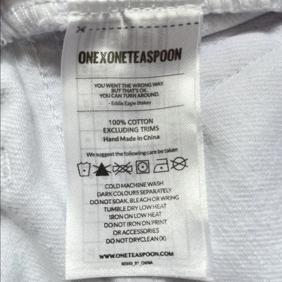 One Teaspoon White Denim Relaxed Fit Shorts Womens Sz 25 - Picture 5 of 5